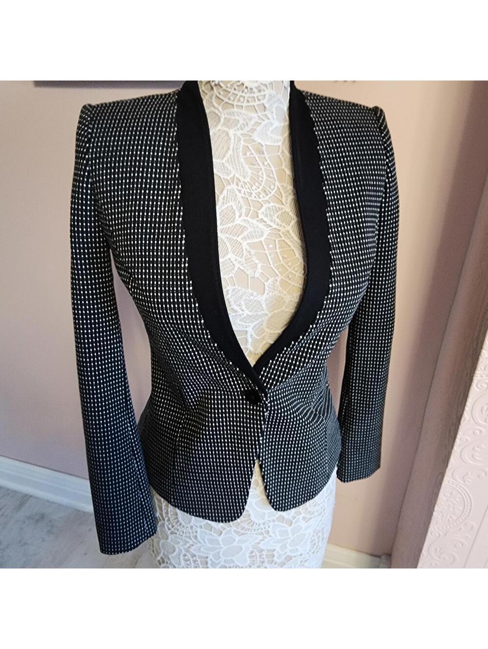 NWT White House Black Rock Black white polka dot Pdot blazer jacket 2 - Picture 2 of 6